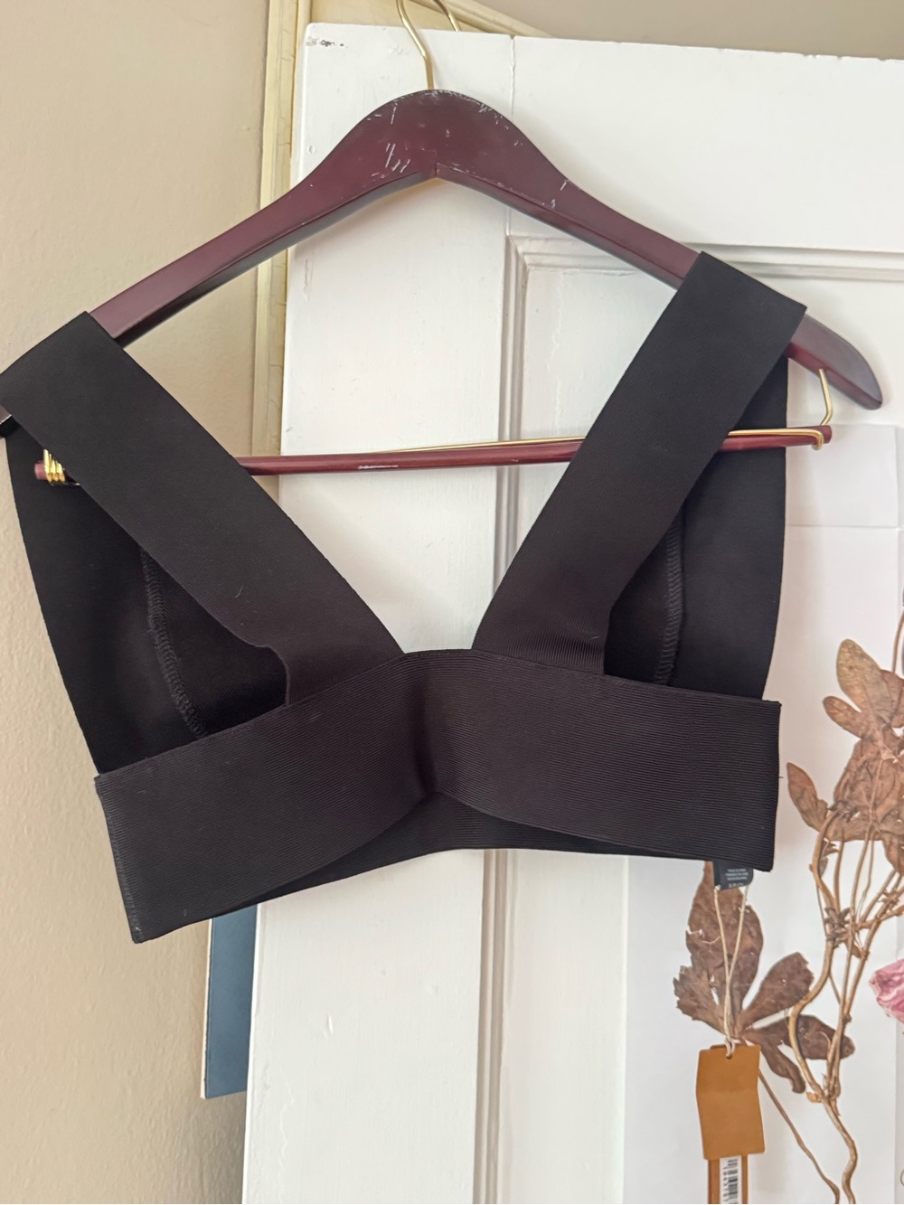 SKIMS Black Plunge Bikini Top